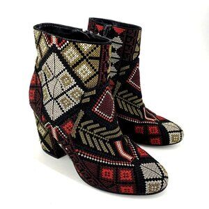 Rampage Nadya Fabric Southwest Aztec Fabric Embroidered Ankle Boot Size 7.5M